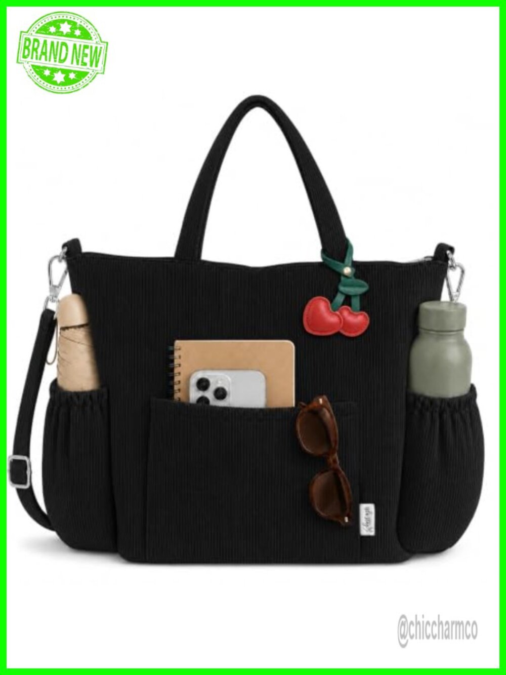 Corduroy Tote Bag for Women Multi-Pocket Work Travel